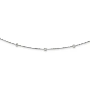 Sterling Silver Station CZ Choker Necklace