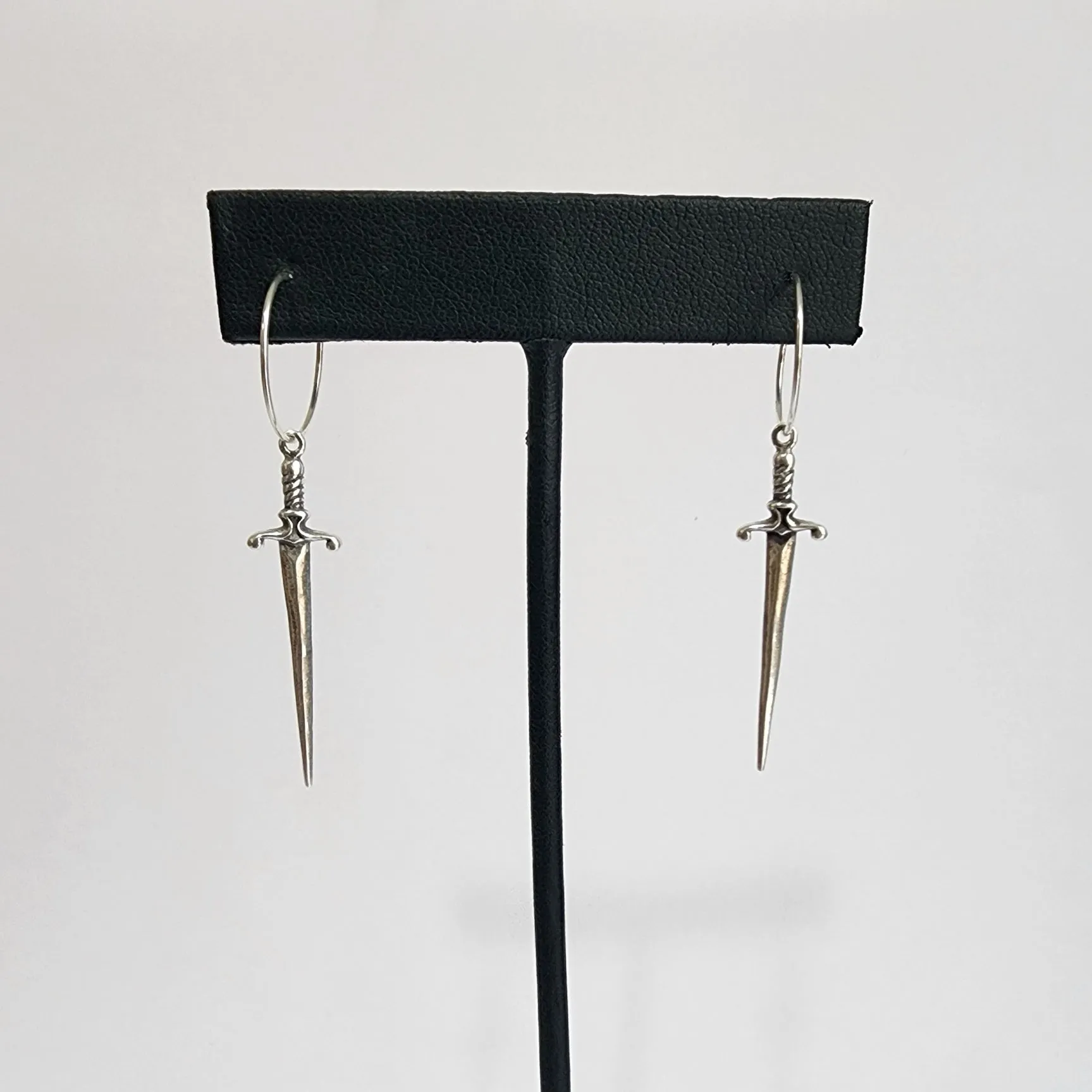 Sword Dagger Hoop Earrings in Sterling Silver