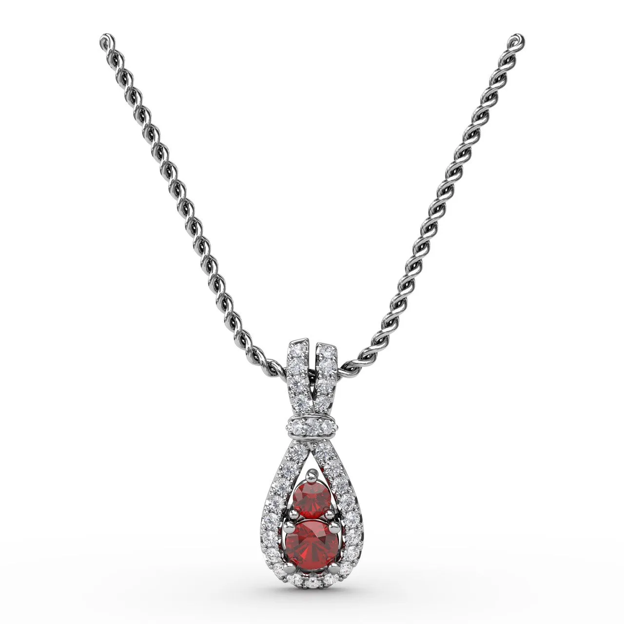 Teardrop Ruby and Diamond Pendant