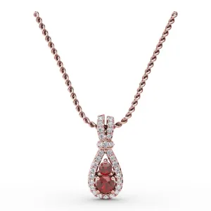 Teardrop Ruby and Diamond Pendant