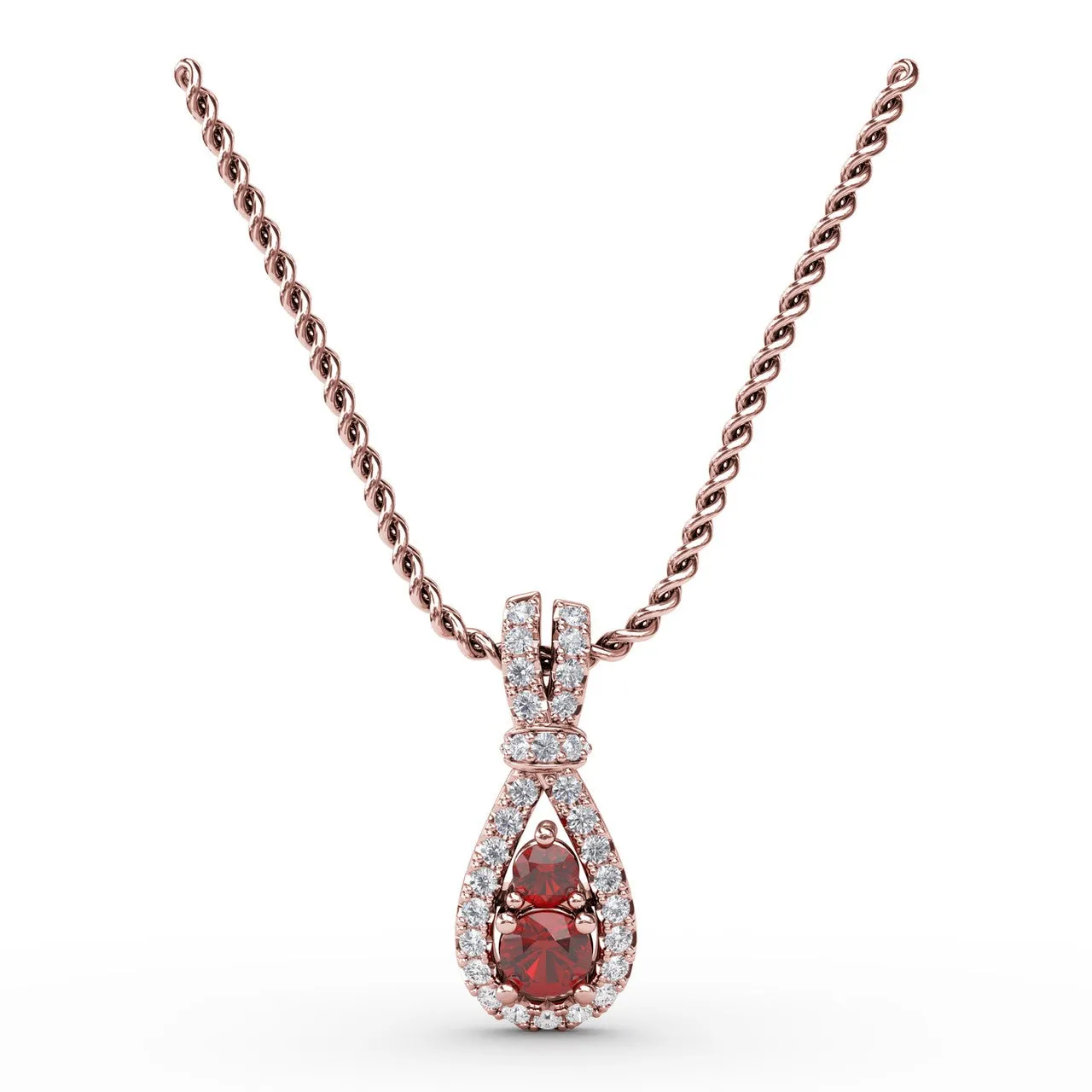 Teardrop Ruby and Diamond Pendant