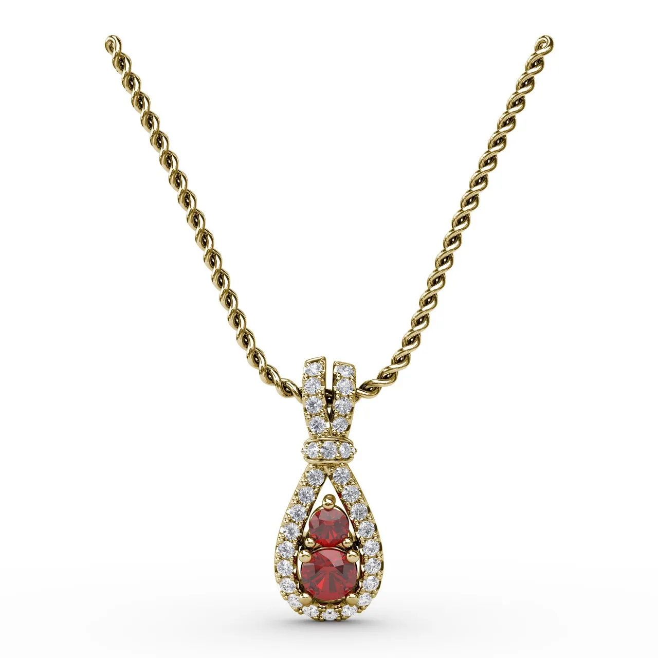 Teardrop Ruby and Diamond Pendant