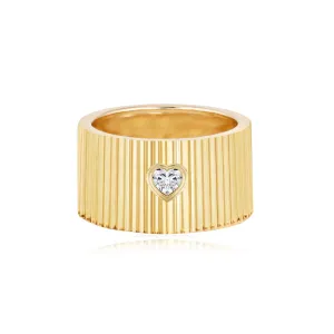 Thick Fluted Diamond Ring