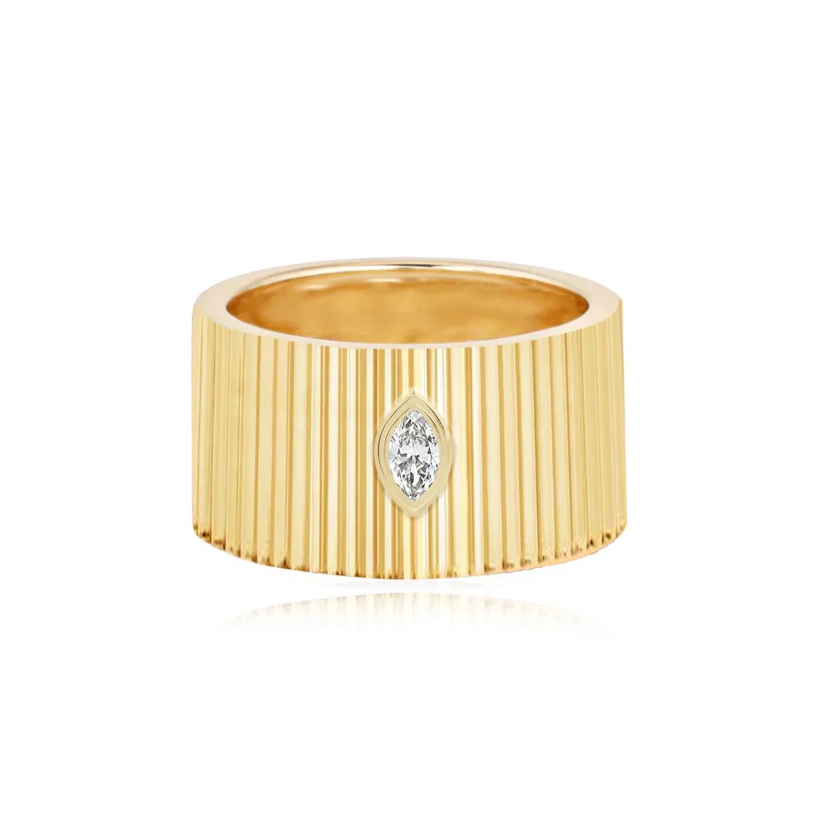 Thick Fluted Diamond Ring