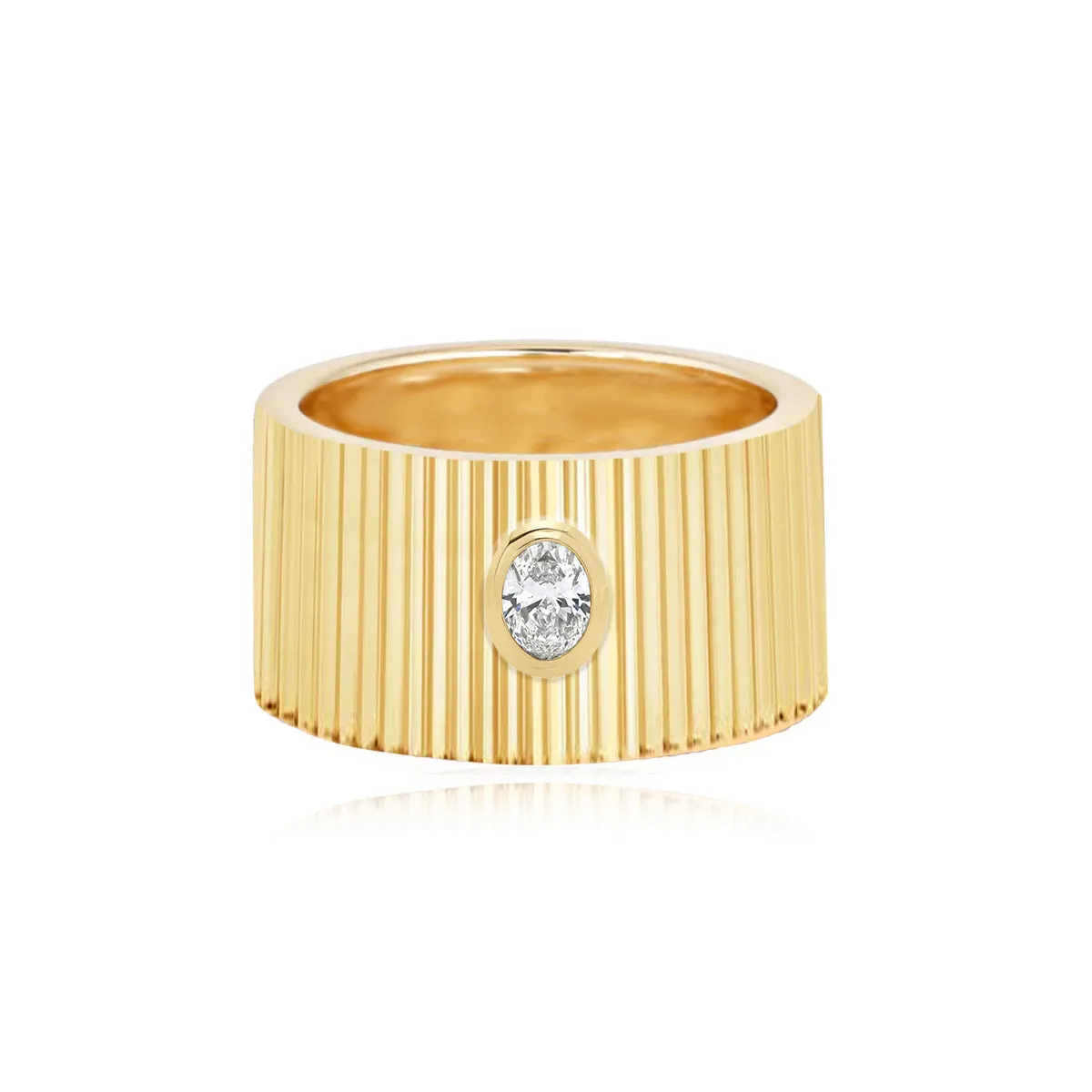 Thick Fluted Diamond Ring