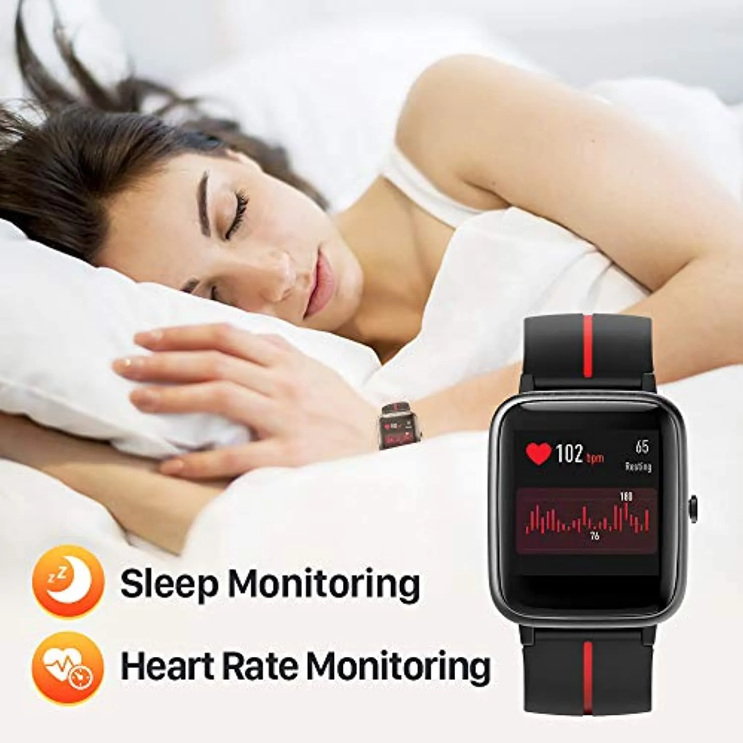 TicKasa Vibrant Fitness Smartwatch Tracker with GPS Heart Rate Monitor ip68 Waterproof Rating 14 Sports Mode, Compatible for iPhone and Android Phones