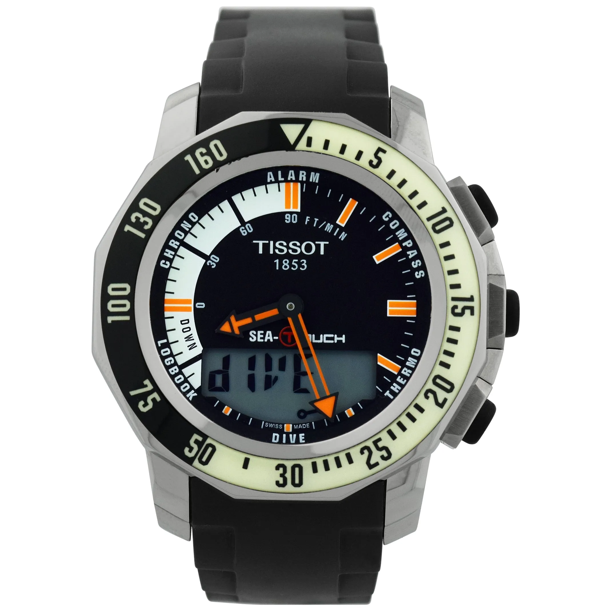 Tissot Men's Sea-Touch Stainless Steel 44mm Black Digital Dial Watch Reference #: T026.420.17.281.00