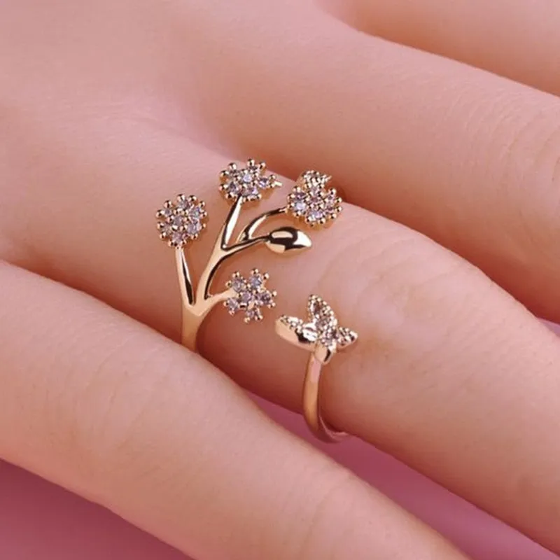 Tree White Gemstone Ring For Women Silver Anniverssary Jewelry