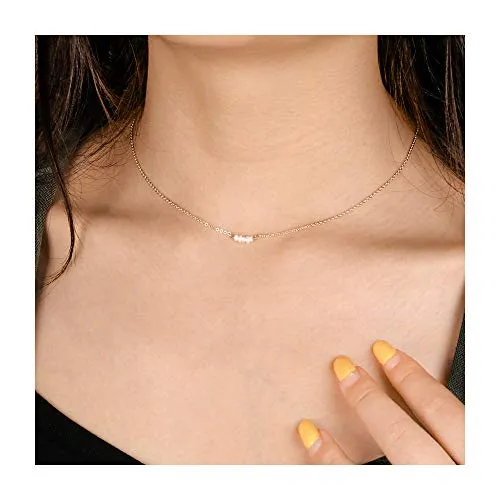Turandoss Dainty Layering Pearls Necklace