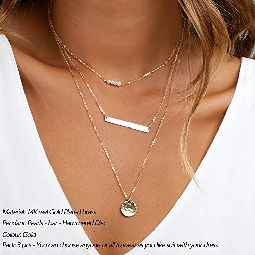 Turandoss Dainty Layering Pearls Necklace