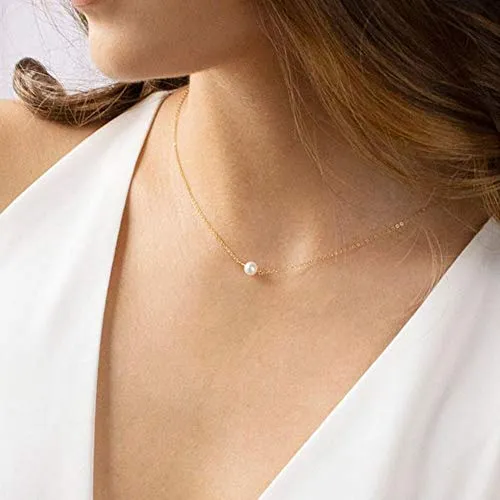 Turandoss Dainty Layering Pearls Necklace