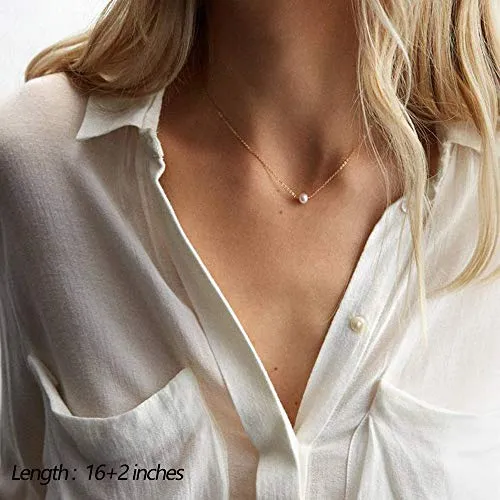 Turandoss Dainty Layering Pearls Necklace