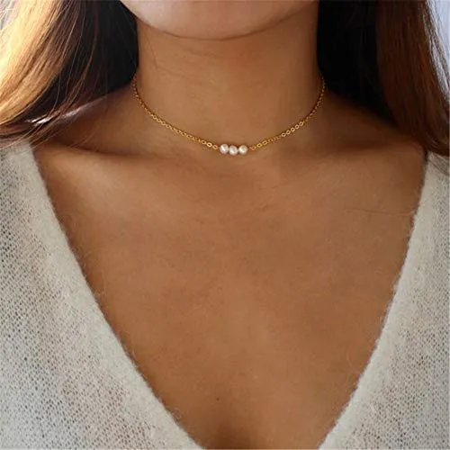 Turandoss Dainty Layering Pearls Necklace