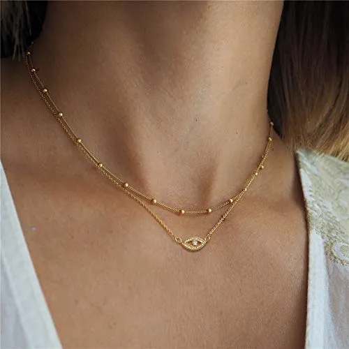 Turandoss Dainty Layering Pearls Necklace