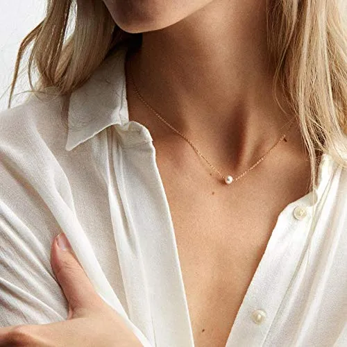 Turandoss Dainty Layering Pearls Necklace