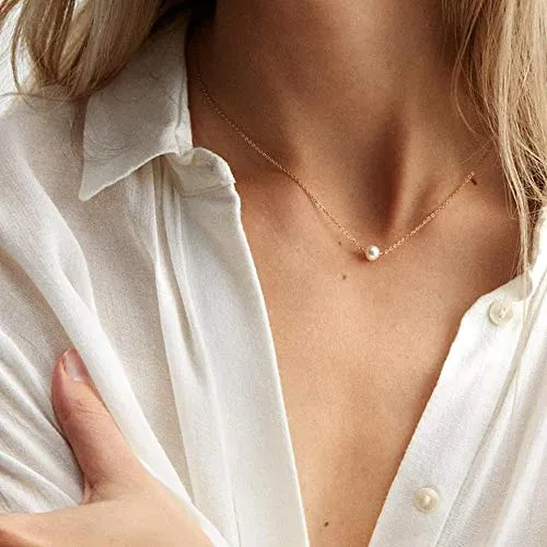 Turandoss Dainty Layering Pearls Necklace