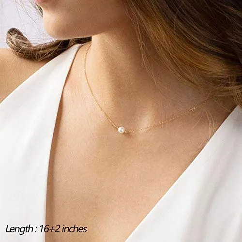 Turandoss Dainty Layering Pearls Necklace