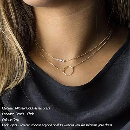Turandoss Dainty Layering Pearls Necklace