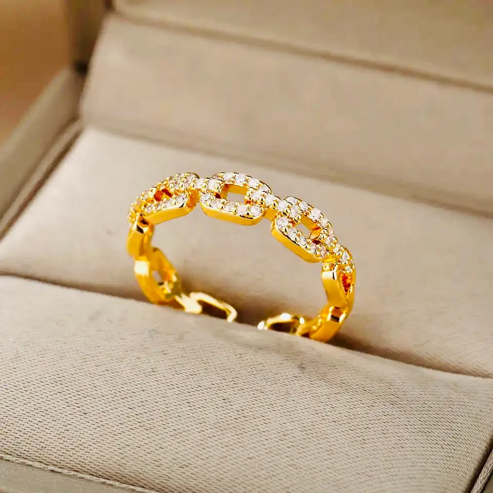Twist Chain Open Zircon Ring