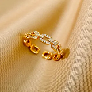 Twist Chain Open Zircon Ring