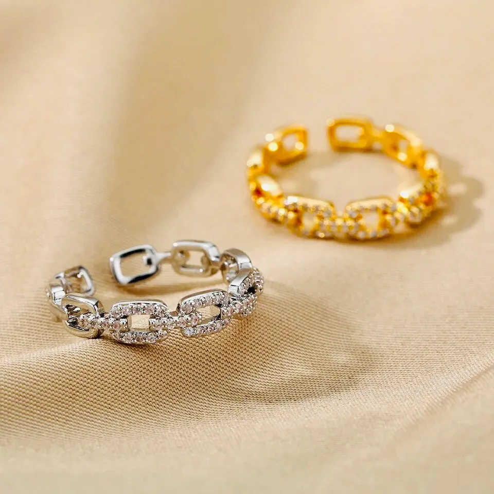 Twist Chain Open Zircon Ring