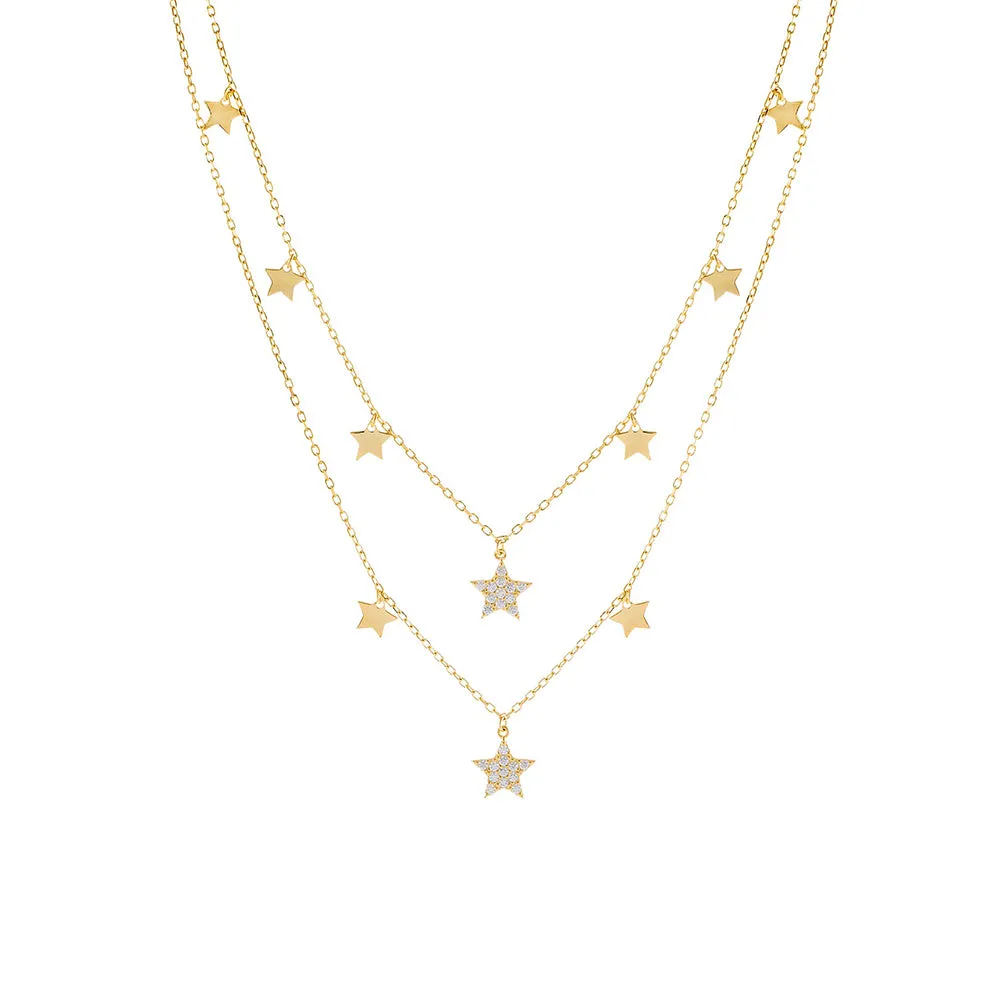 Two In One Stars Necklace/Choker