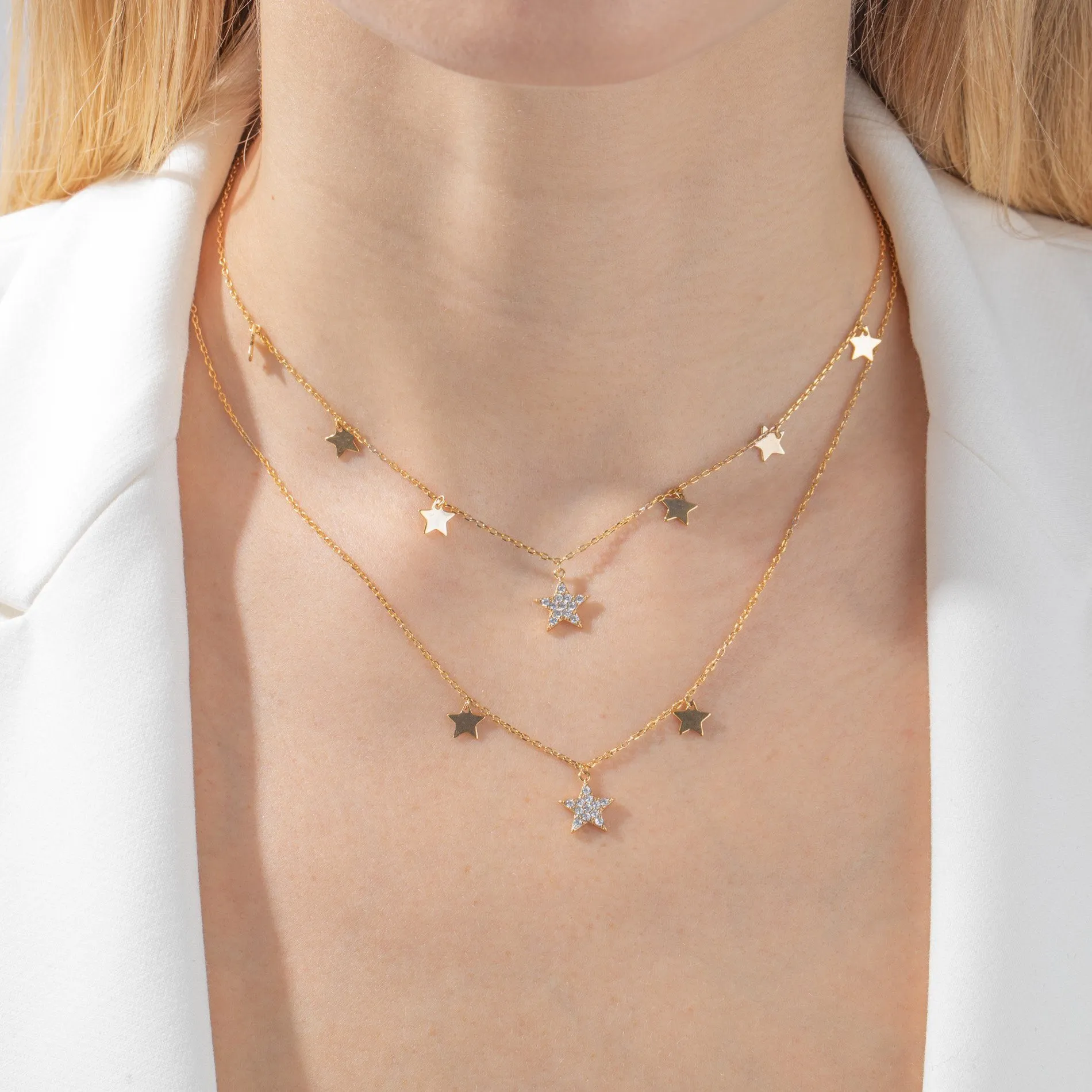 Two In One Stars Necklace/Choker