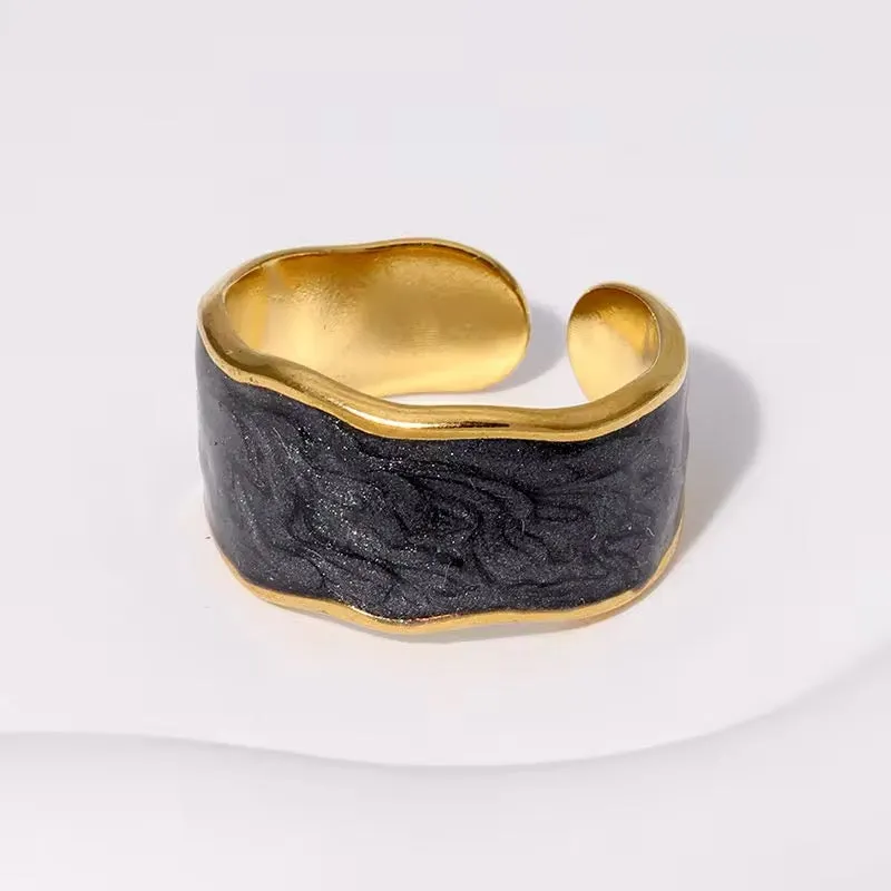 Unique Antique Irregular Drop Glaze Gold Rings