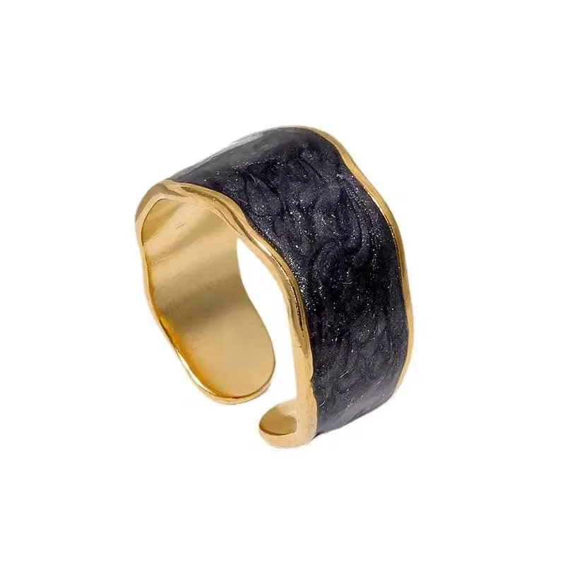 Unique Antique Irregular Drop Glaze Gold Rings
