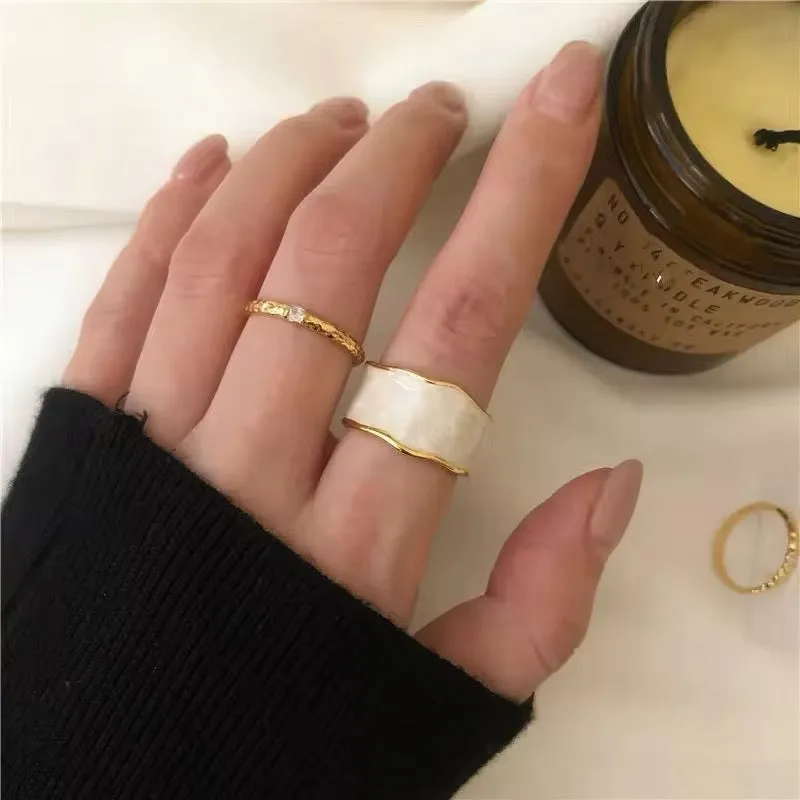 Unique Antique Irregular Drop Glaze Gold Rings