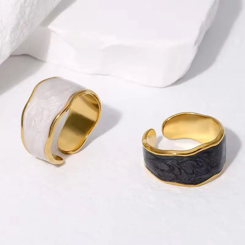Unique Antique Irregular Drop Glaze Gold Rings