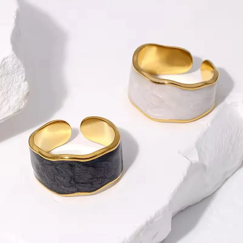 Unique Antique Irregular Drop Glaze Gold Rings