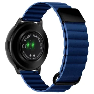 Universal Smartwatch Rem 20mm Magnetisk Litchi Læder - Mørk Blå / Sort