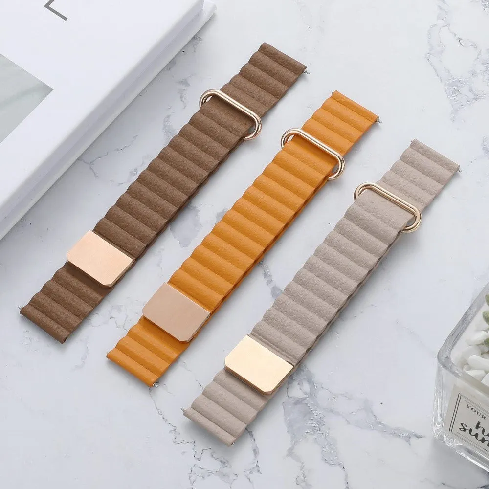 Universal Smartwatch Rem 20mm Magnetisk Litchi Læder - Orange / Rose Gold