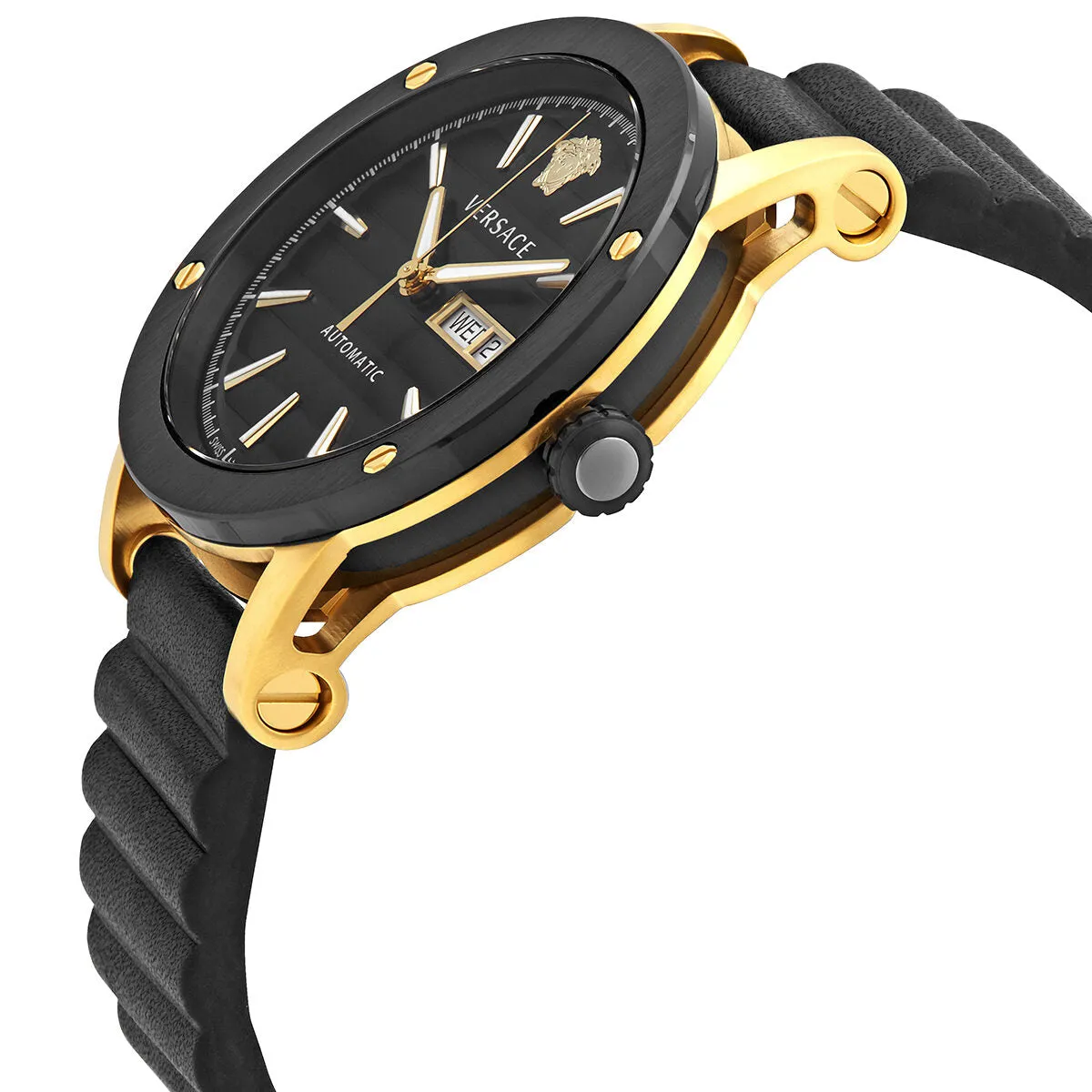 Versace Automatic Black Dial Black Leather Men's Watch VEDX00419
