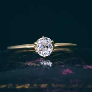 Victorian Cushion Cut Diamond Solitaire Engagement Ring
