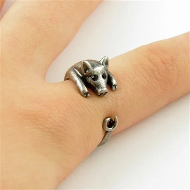 Vintage Silver Animal Ring Mouse Pet Cute Gilrs Jewelry
