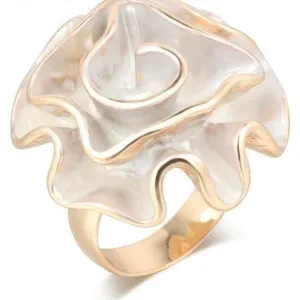 White Enamel Glazed Cocktail Ring (resizable)
