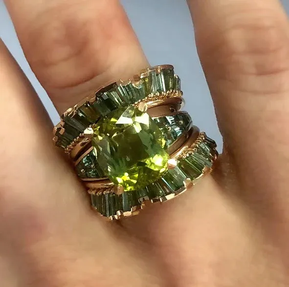 Wing Guard Ring - Green Tourmaline