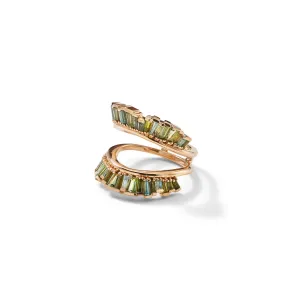 Wing Guard Ring - Green Tourmaline