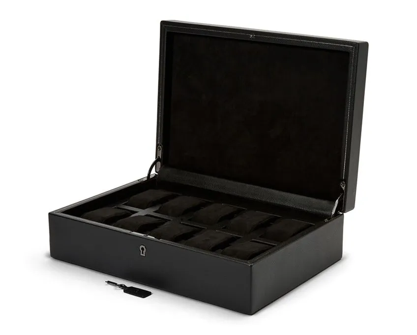 WOLF British Racing 10 Piece Watch Box - Black