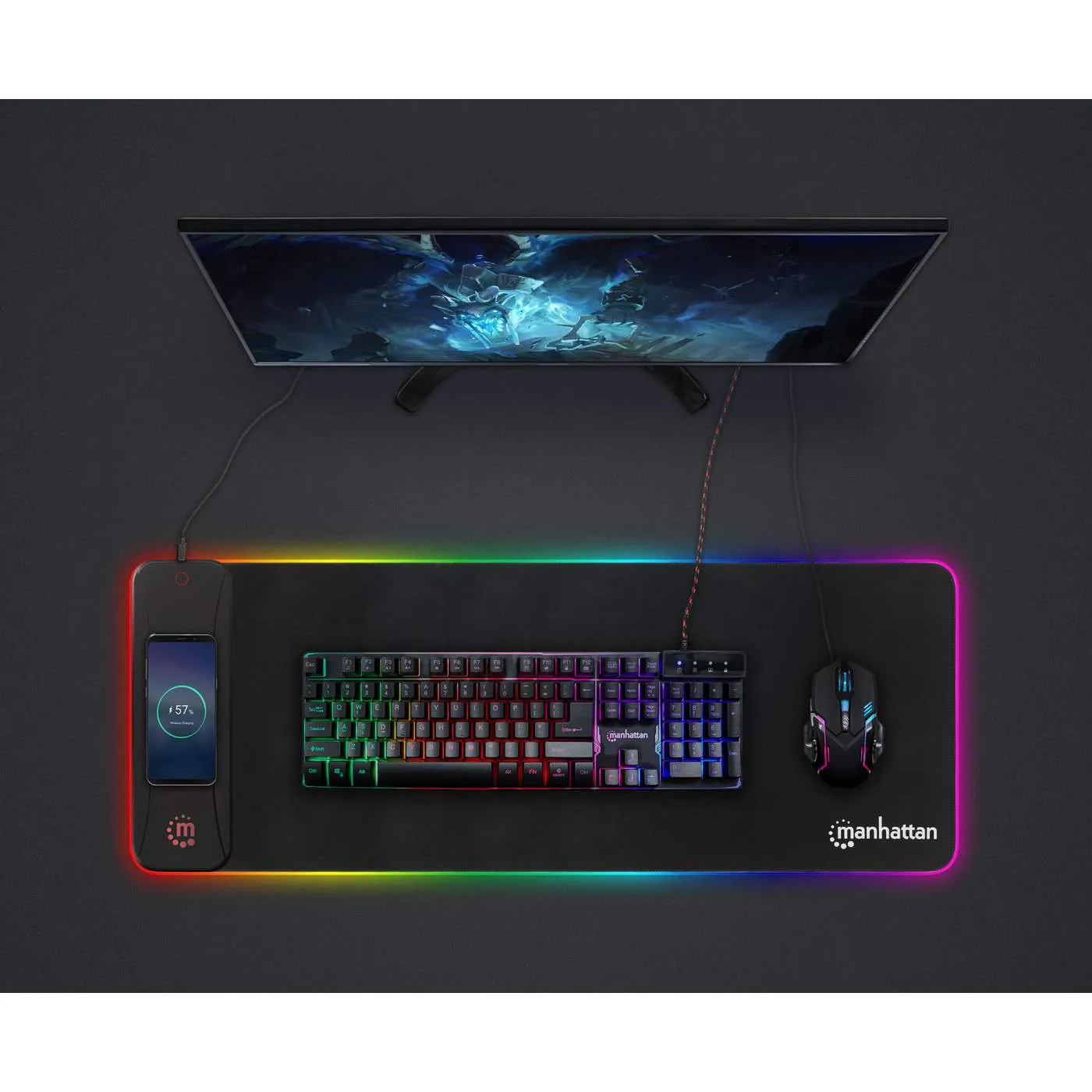 XXL RGB LED Gaming Mousepad with Wireless Charger - 10 W