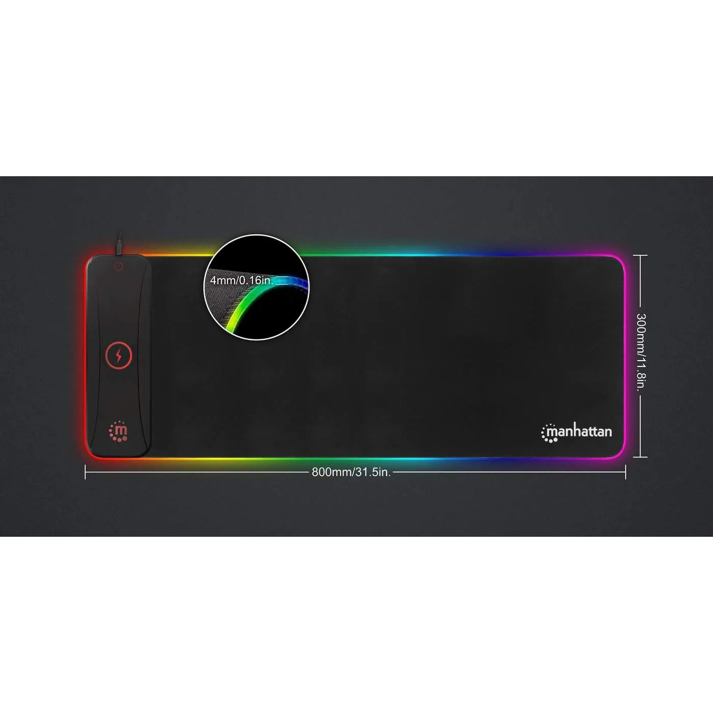 XXL RGB LED Gaming Mousepad with Wireless Charger - 10 W