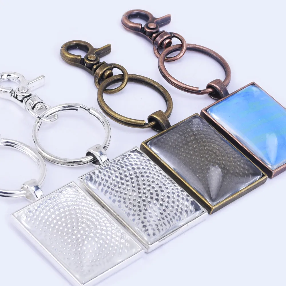 Zinc Alloy 25*35mm Rectangle DIY Keychain Pendant Kits Lobster Clasps Kits 5pcs/set