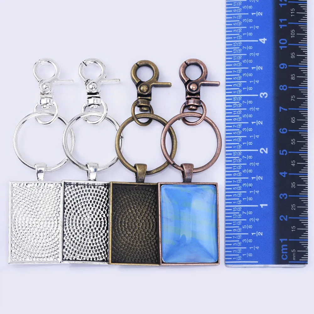 Zinc Alloy 25*35mm Rectangle DIY Keychain Pendant Kits Lobster Clasps Kits 5pcs/set